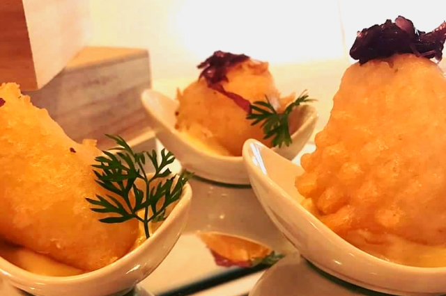 bucavino baccalà in pastella passion fruit maionese cipolla stufata chef andrea palmieri miniguida ricette baccalà a roma