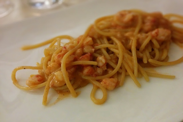 speghatti gamberi ristorante malipiero
